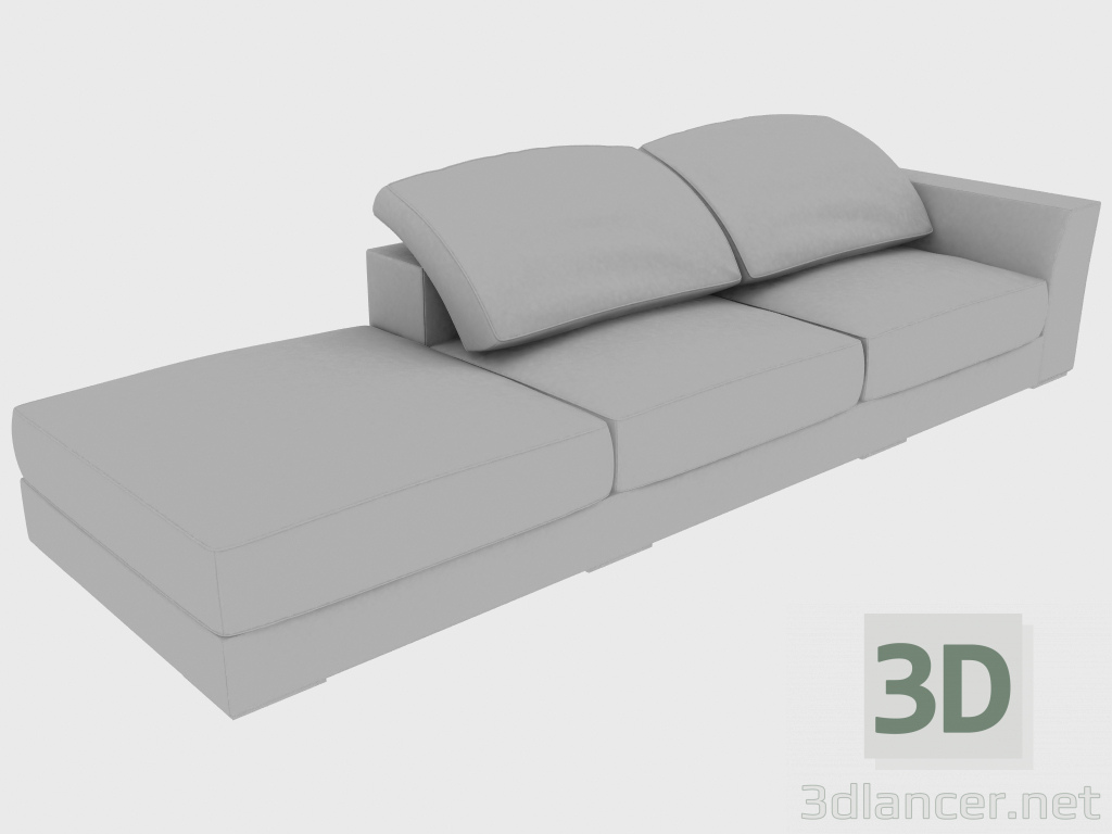 modello 3D Divano ALFRED PENINSULA (327x105xh76 DX) - anteprima
