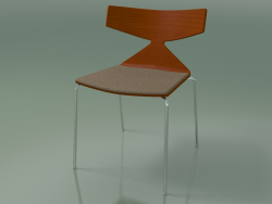 Stapelbarer Stuhl 3710 (4 Metallbeine, mit Kissen, Orange, CRO)