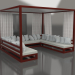 3D Modell Sofa mit Vorhängen (Weinrot) - Vorschau