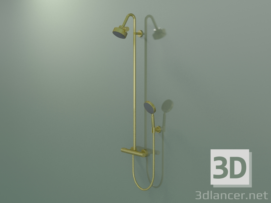 3d model Shower pipe with thermostat and 3jet overhead shower (34640950) - preview