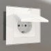 3d model Socket with moisture protection, with grounding, with a protective cover and shutters (matt white) - preview