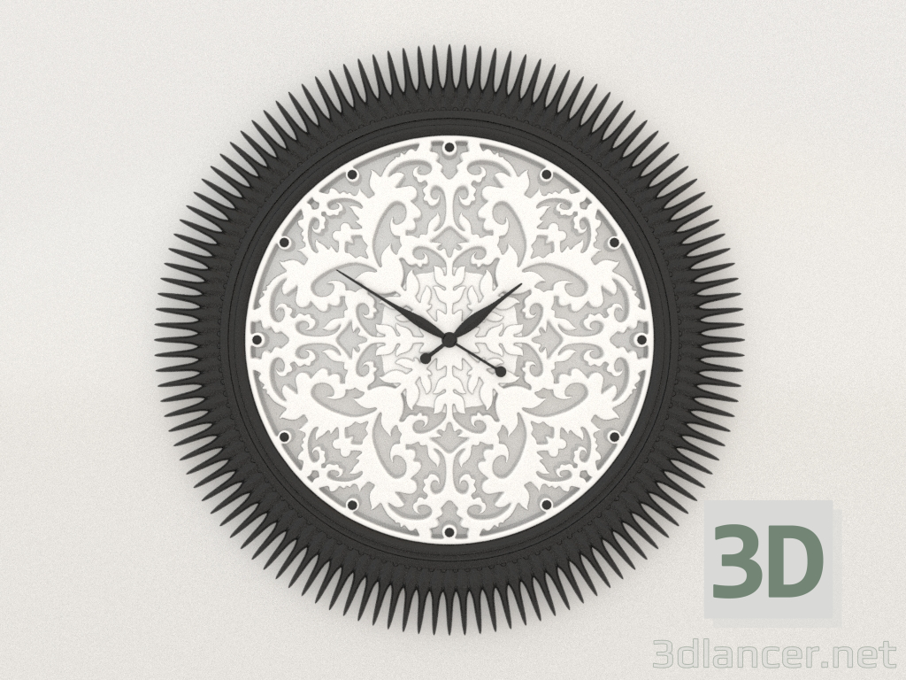 3 डी मॉडल दीवार घड़ी तीर (काला) - पूर्वावलोकन