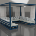 modèle 3D Canapé avec rideaux (Gris bleu) - preview