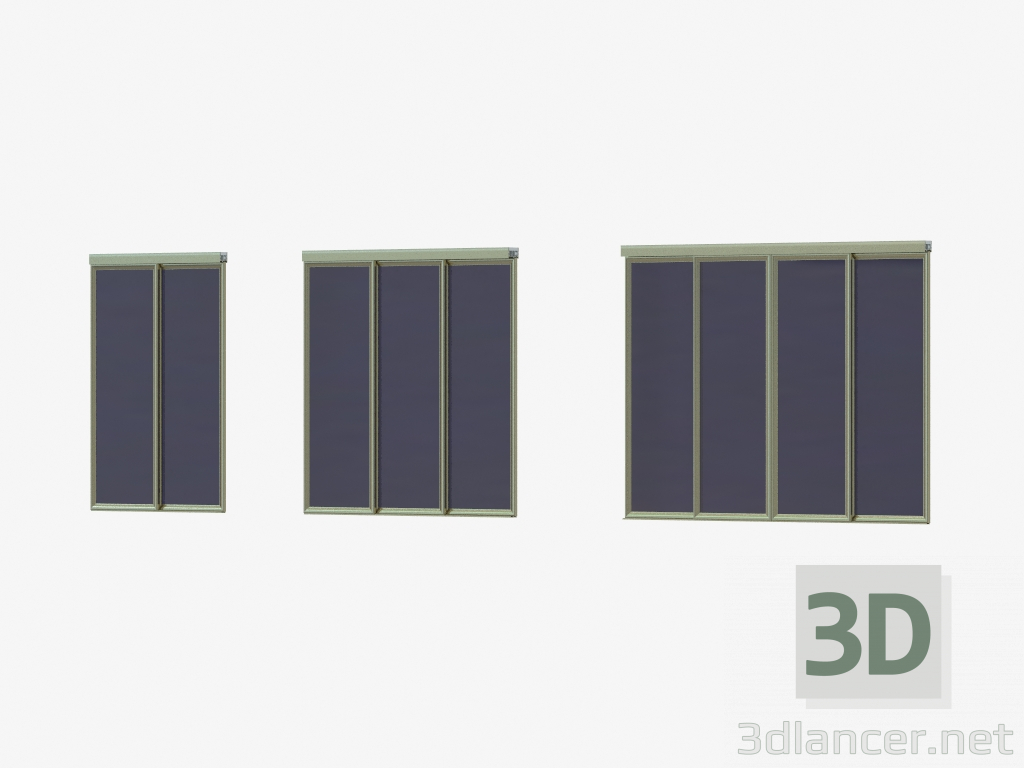 3 डी मॉडल इंटररूम A4 विभाजन (शैंपेन पारदर्शी ब्लैक ग्लास) - पूर्वावलोकन