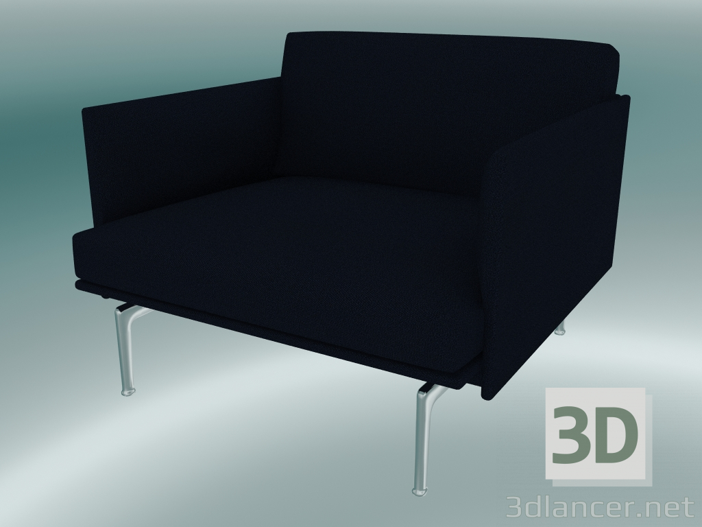 3D Modell Armchair Outline (Vidar 554, Aluminium poliert) - Vorschau