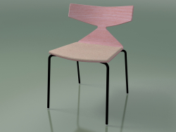 Stapelbarer Stuhl 3710 (4 Metallbeine, mit Kissen, Pink, V39)