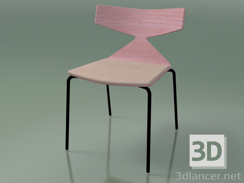 modello 3D Sedia impilabile 3710 (4 gambe in metallo, con cuscino, rosa, V39) - anteprima