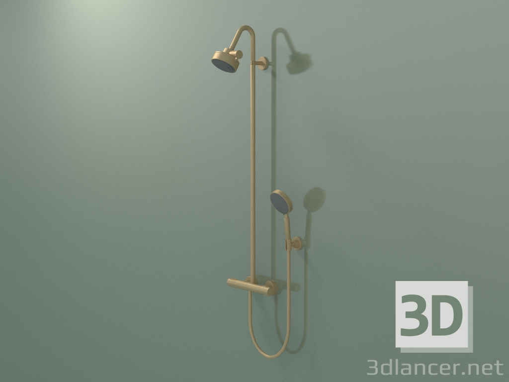 3d model Shower pipe with thermostat and 3jet overhead shower (34640140) - preview