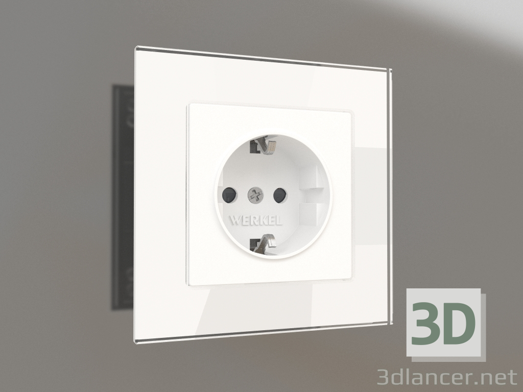 3d model Socket with grounding and shutters (matte white) - preview