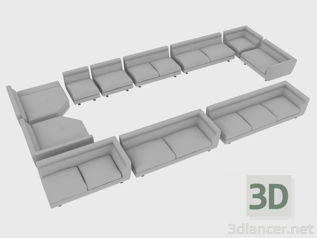 3D Modell Elemente des modularen Sofas ANSEL - Vorschau