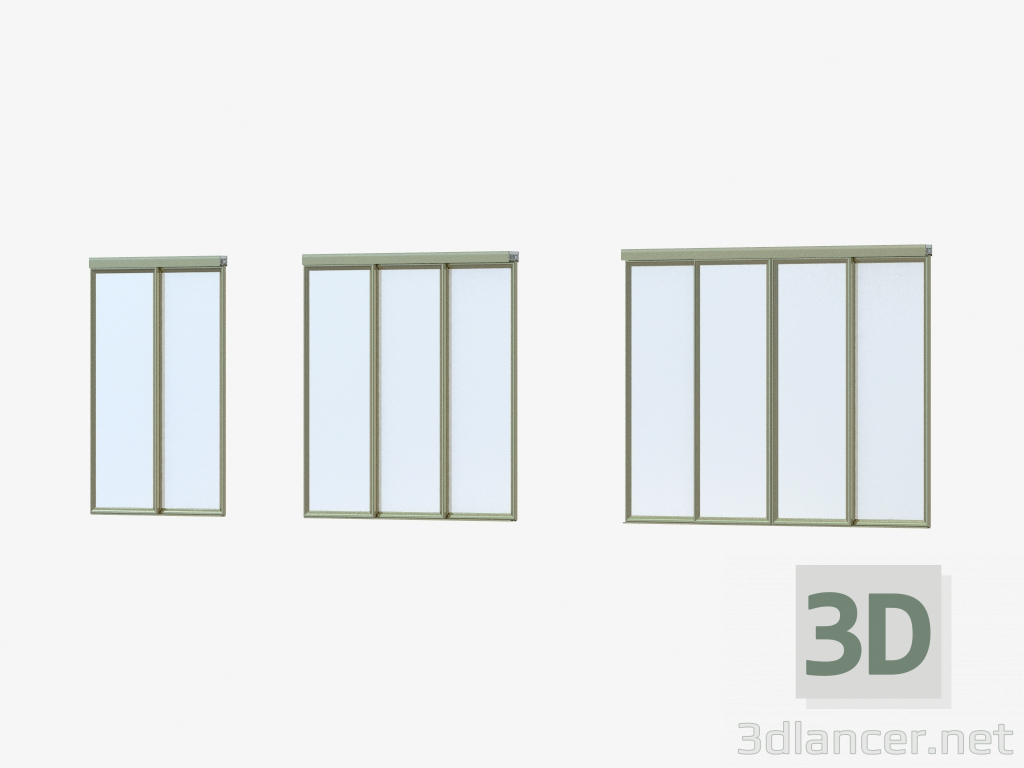 3D modeli Interroom A4 bölmesi (beyaz cam) - önizleme