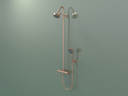 Shower pipe with thermostat and 3jet overhead shower (34640300)