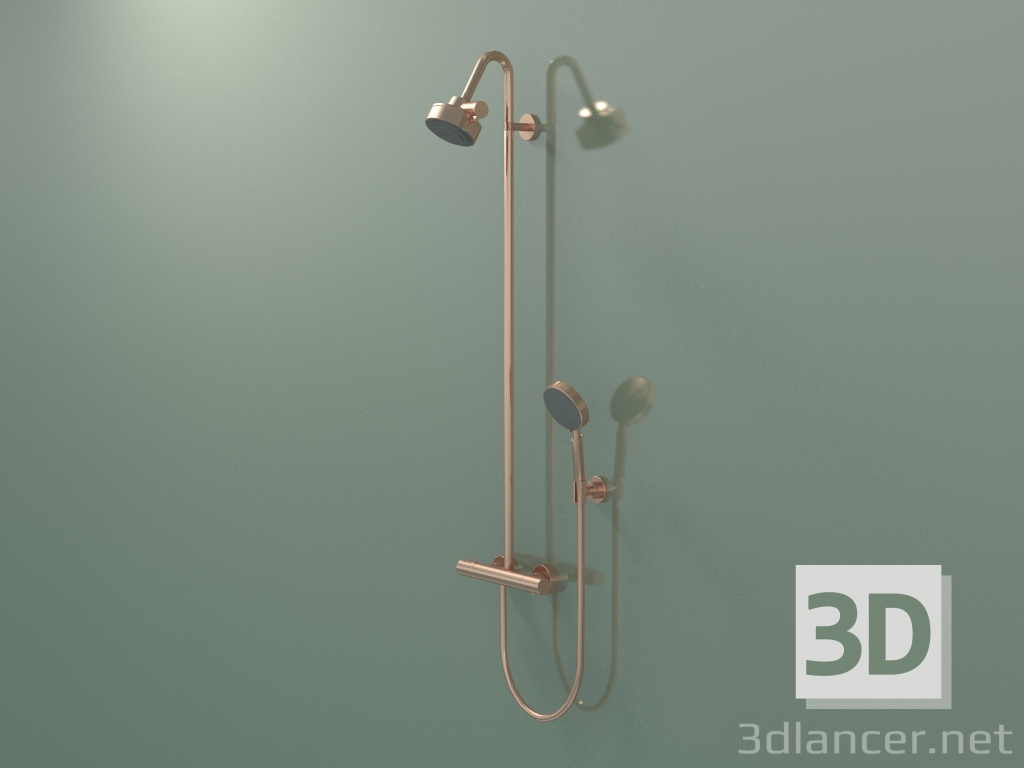 3d model Shower pipe with thermostat and 3jet overhead shower (34640300) - preview
