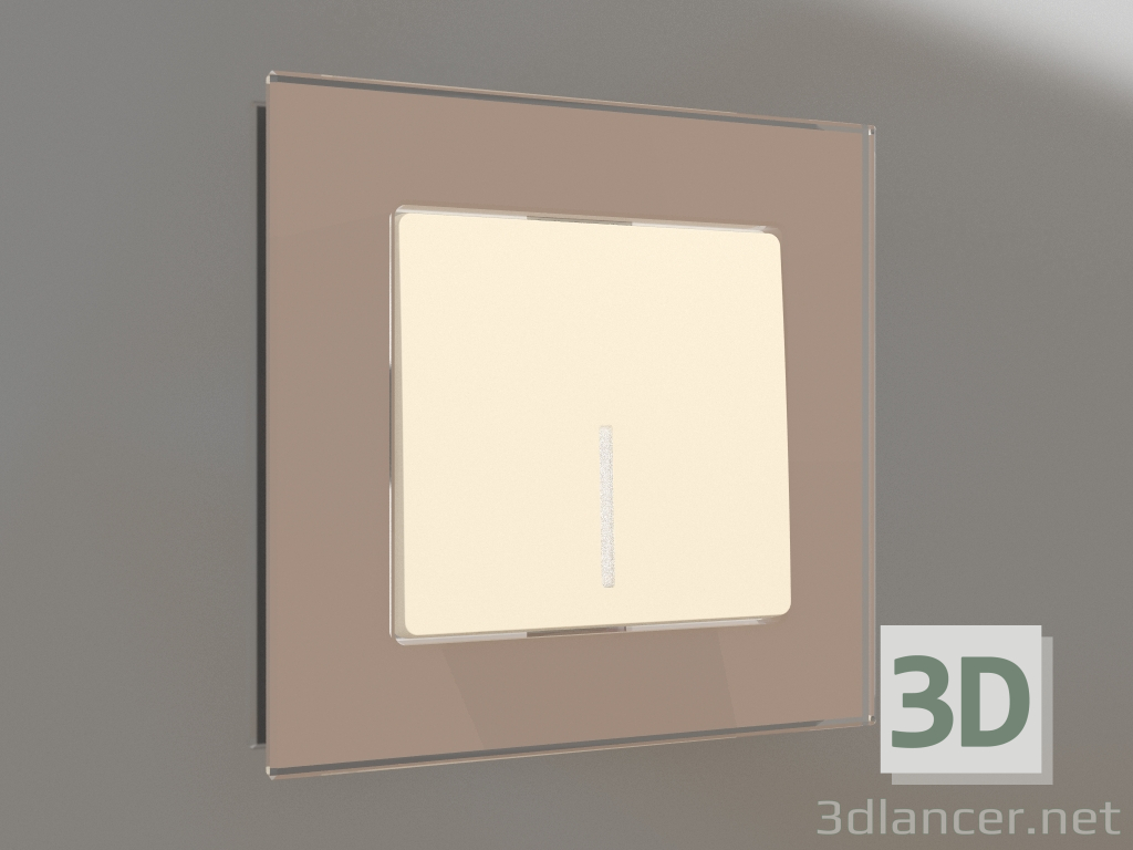 3D modeli Arka aydınlatmalı tek tuşlu anahtar (mat fildişi) - önizleme