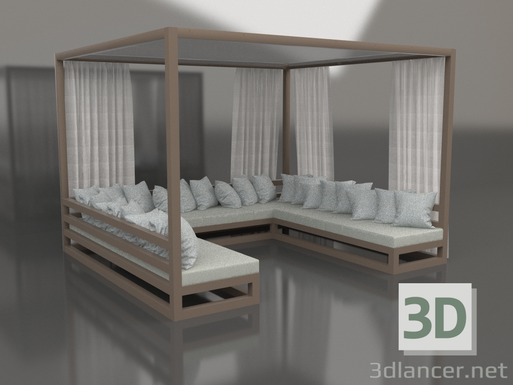 3 डी मॉडल पर्दे के साथ सोफा (कांस्य) - पूर्वावलोकन