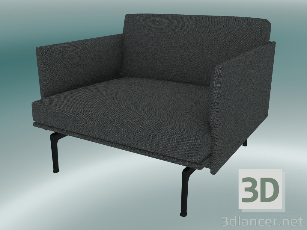 3d model Esquema del sillón (Hallingdal 166, negro) - vista previa