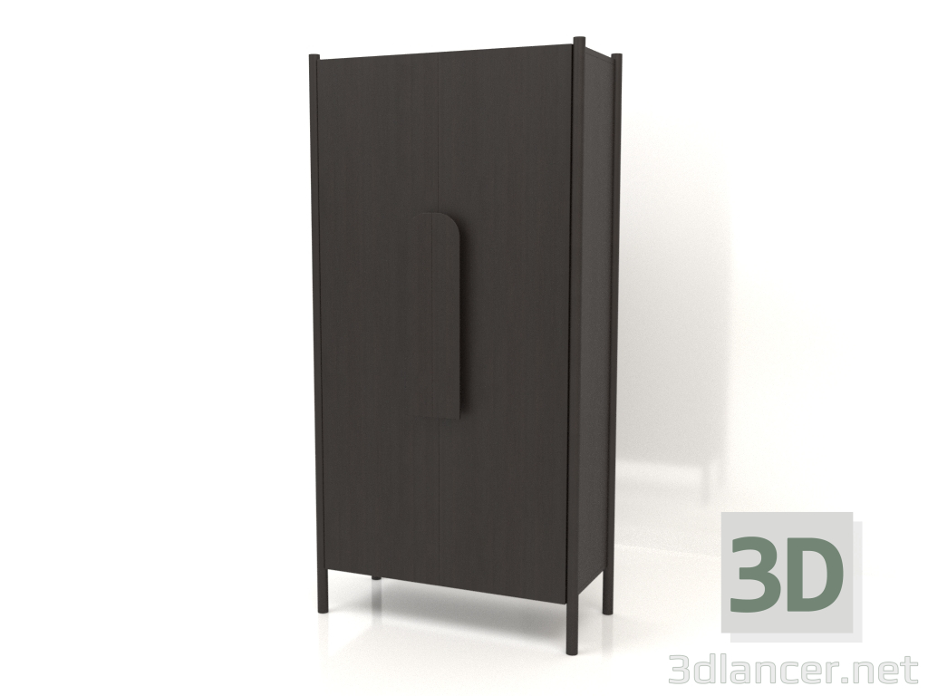 3D Modell Garderobe mit kurzen Griffen B 01 (1000x450x2000, Holzbraun dunkel) - Vorschau