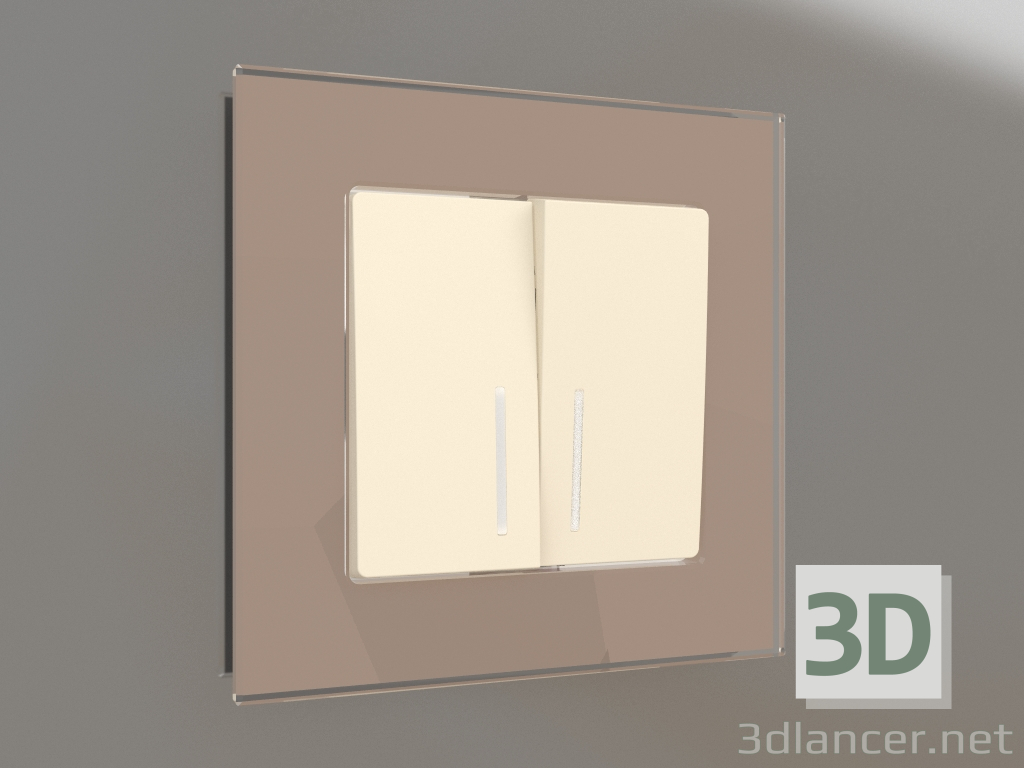 Modelo 3d Interruptor de dois grupos com luz de fundo (marfim fosco) - preview
