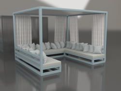 Canapé avec rideaux (bleu gris)