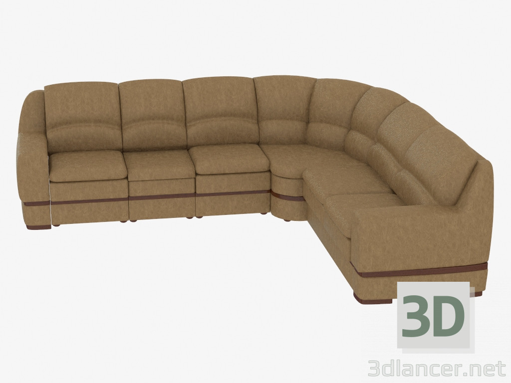 3d модель Диван-ліжко кутовий шкіряний – превью