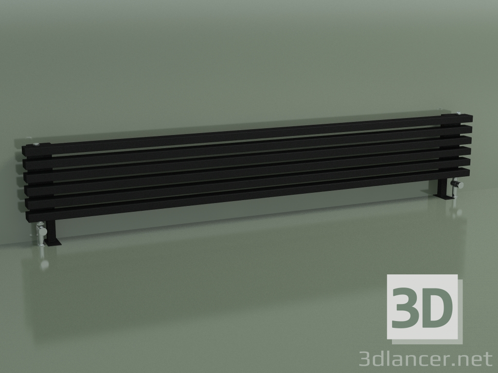 3d модель Горизонтальный радиатор RETTA (6 секц 2000 мм 60х30, черный матовый) – превью