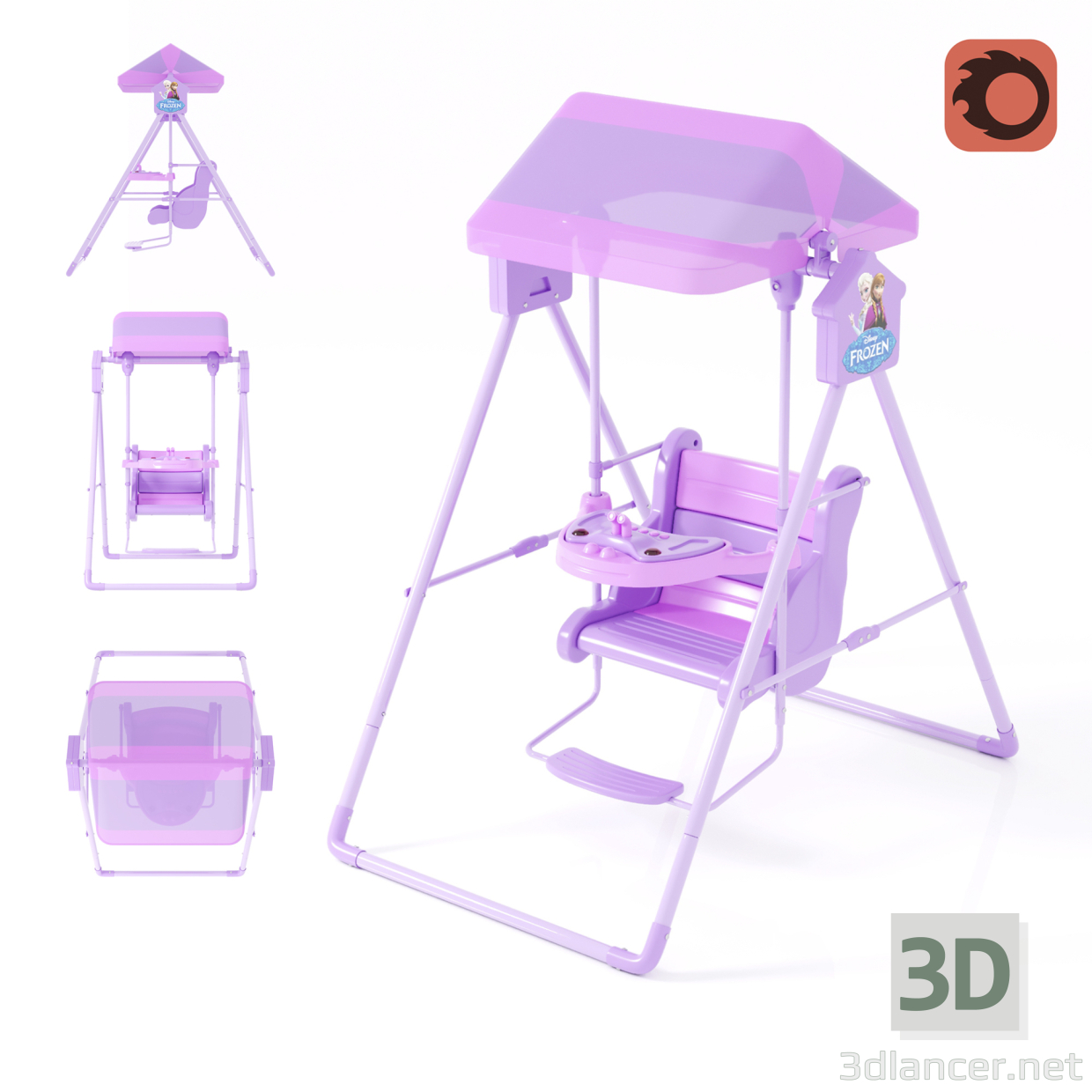 3d Children's swing model buy - render