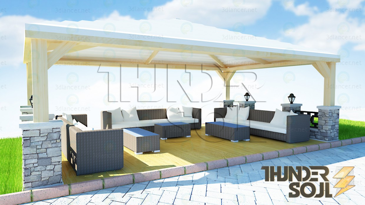 3d Chalet in Garden model buy - render 3d Chalet in Garden model buy - render