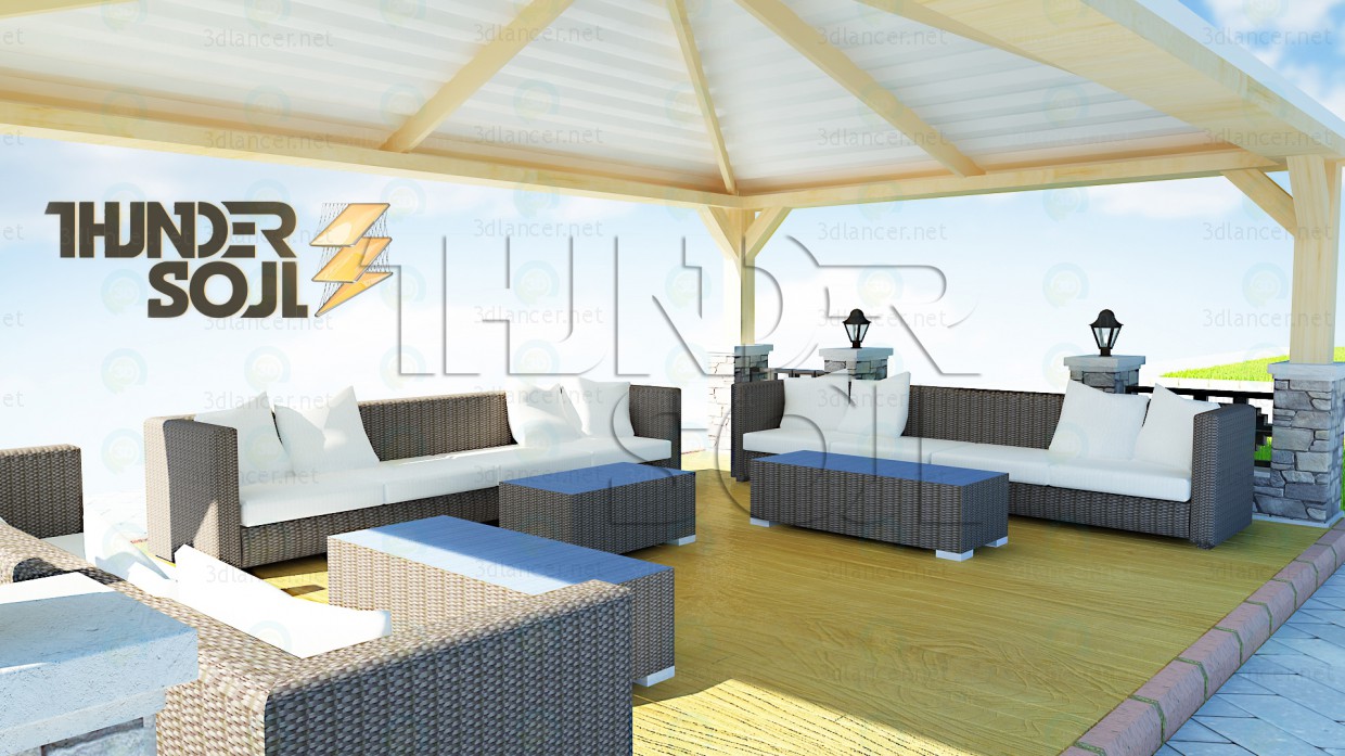 3d Chalet in Garden model buy - render 3d Chalet in Garden model buy - render