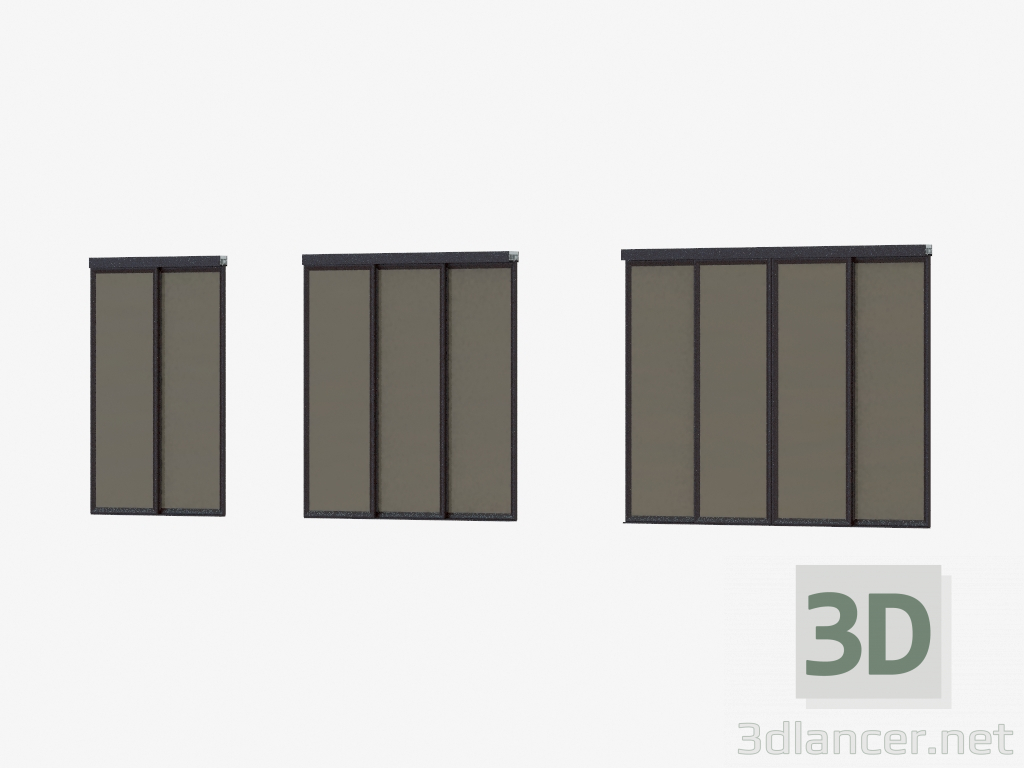 3d model Partición de interroom de A6 (vidrio brillante negro marrón oscuro) - vista previa