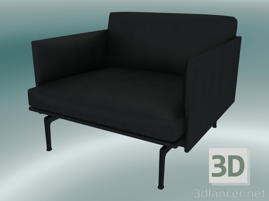 3d model Contorno del sillón (cuero negro refinado, negro) - vista previa
