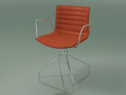 Cadeira 0259 (giratória, com braços, com estofo em couro)