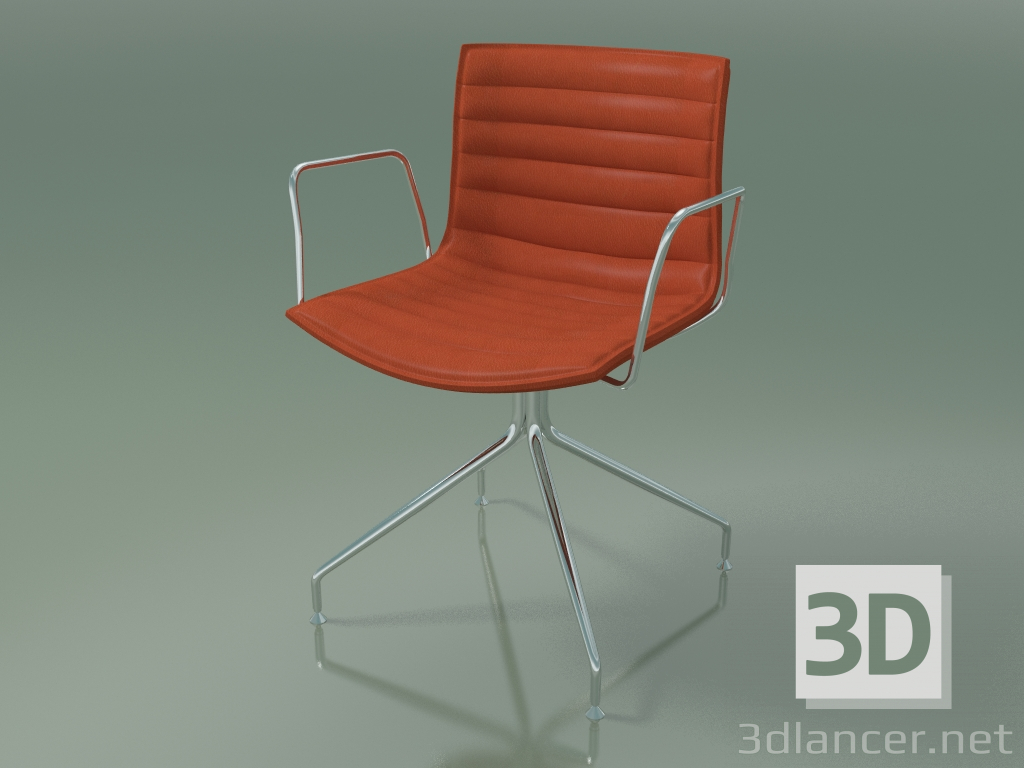 3d model Chair 0259 (swivel, with armrests, with leather upholstery) - preview