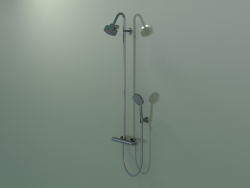 Shower pipe with thermostat and 3jet overhead shower (34640330)