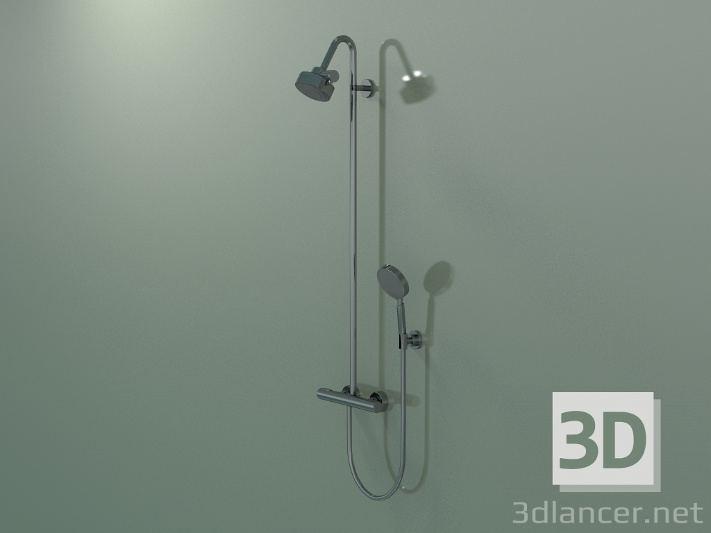 3d model Tubería de ducha con termostato y ducha fija 3jet (34640330) - vista previa