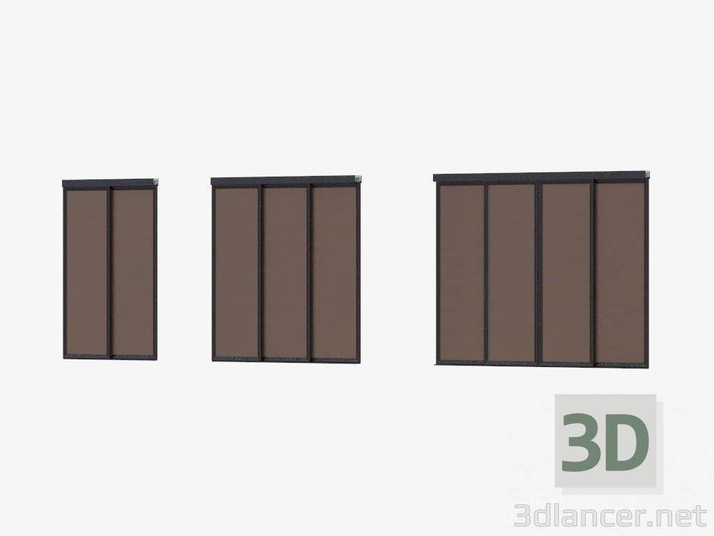 3d model Partición de interroom de A6 (vidrio bronza marrón oscuro) - vista previa