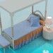 3D Modell Baby-Bett mit Dach - Vorschau