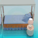 3 डी मॉडल एक छत के साथ बेबी बिस्तर - पूर्वावलोकन