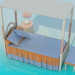 modello 3D Letto per bambini con un tetto - anteprima