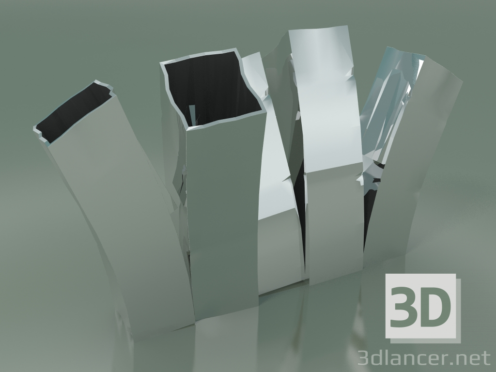 modello 3D Vaso Skyline Up (H 35cm, Platino) - anteprima