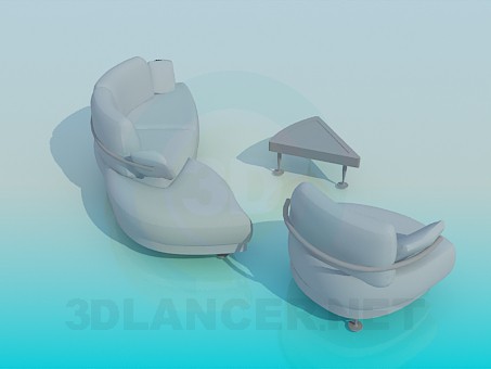 modelo 3D Un conjunto de muebles tapizados - escuchar modelo 3D Un conjunto de muebles tapizados - escuchar