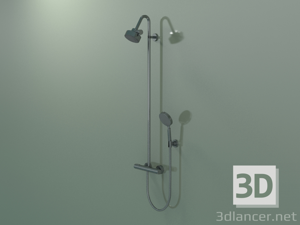 3d model Shower pipe with thermostat and 3jet overhead shower (34640340) - preview