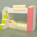 3d модель Кровать двухъярусная детская (2 ящика) левая – превью