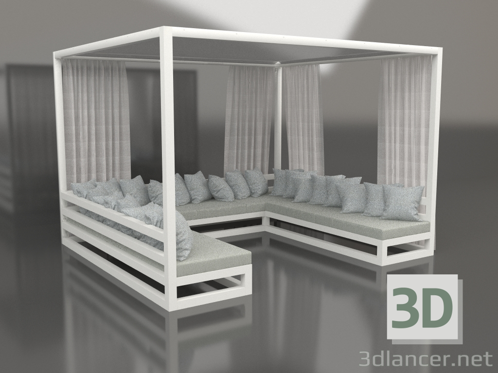 modèle 3D Canapé avec rideaux (Gris Agate) - preview