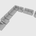 modello 3D Elementi del divano modulare ASTON - anteprima