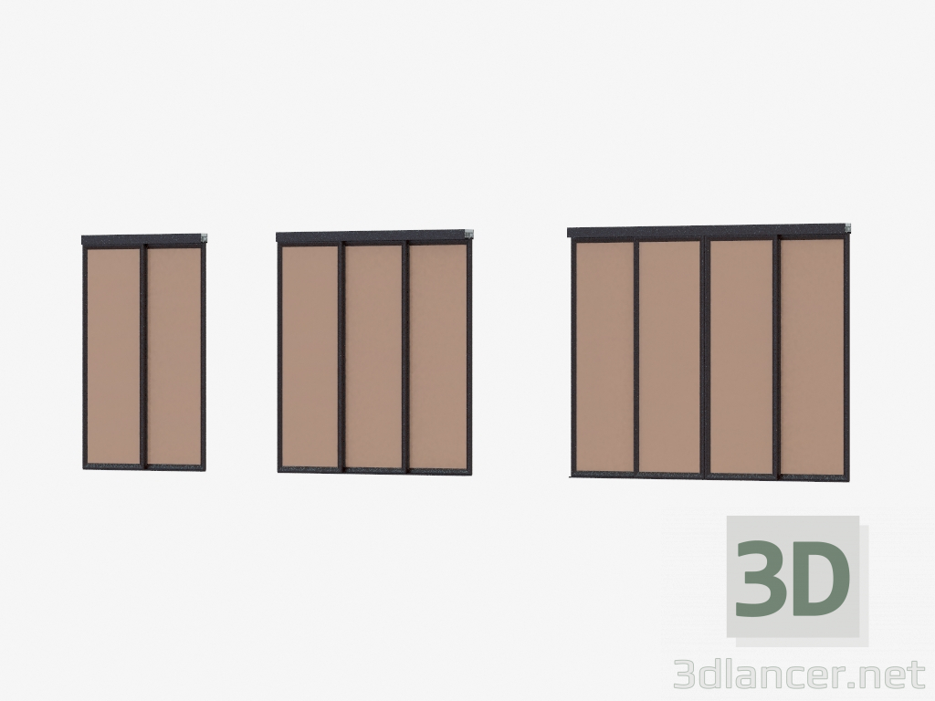3d model Interroom partition of A6 (dark brown bronza light glass) - preview