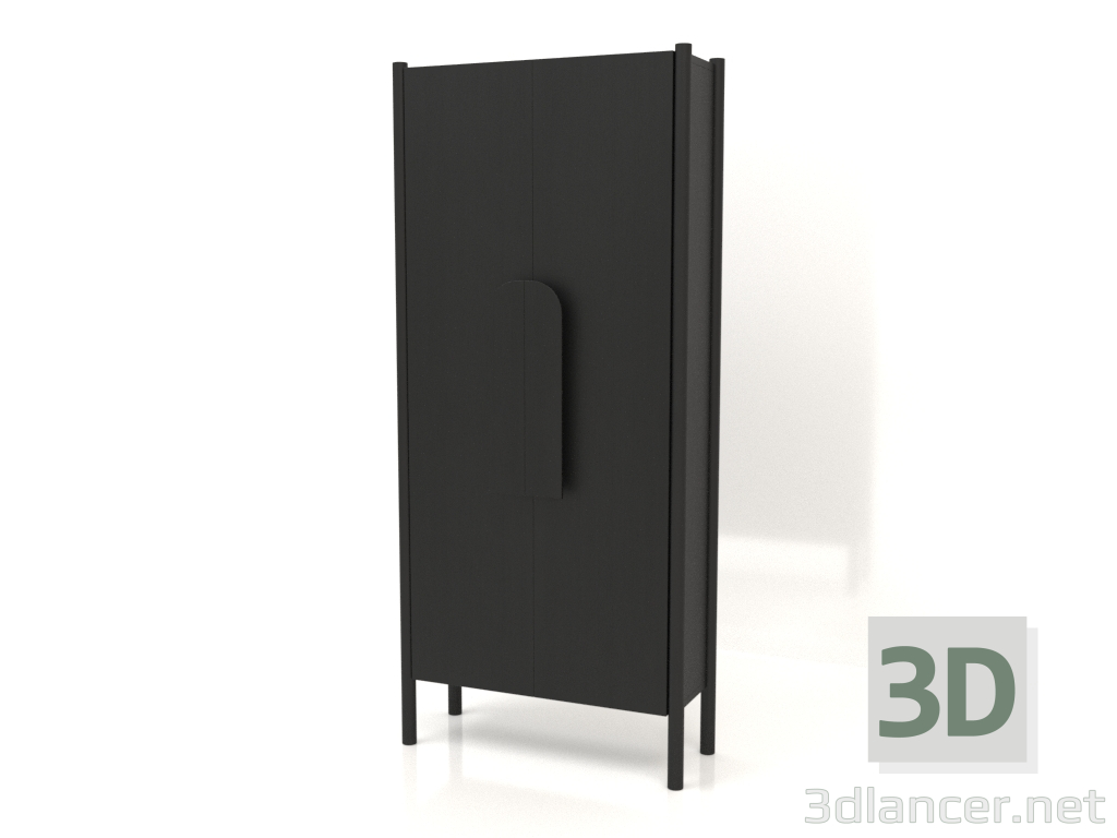 3 डी मॉडल छोटे हैंडल वाली अलमारी W 01 (800x300x1800, लकड़ी का काला) - पूर्वावलोकन