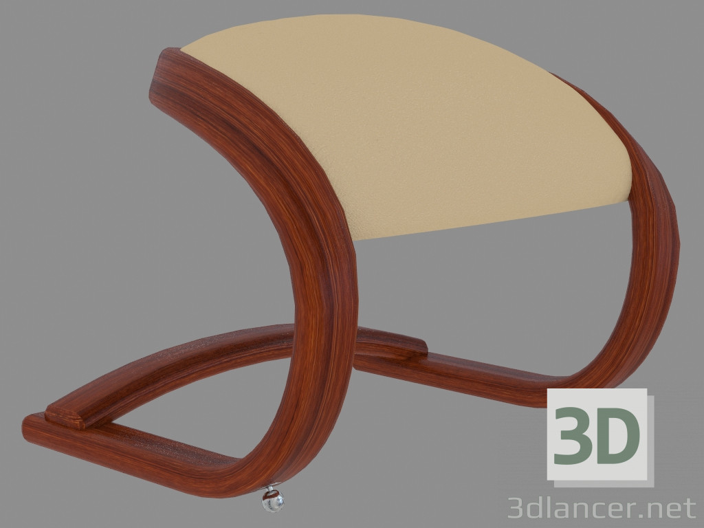 3D Modell Puff mit Lederpolsterung im Art Nouveau Stil - Vorschau