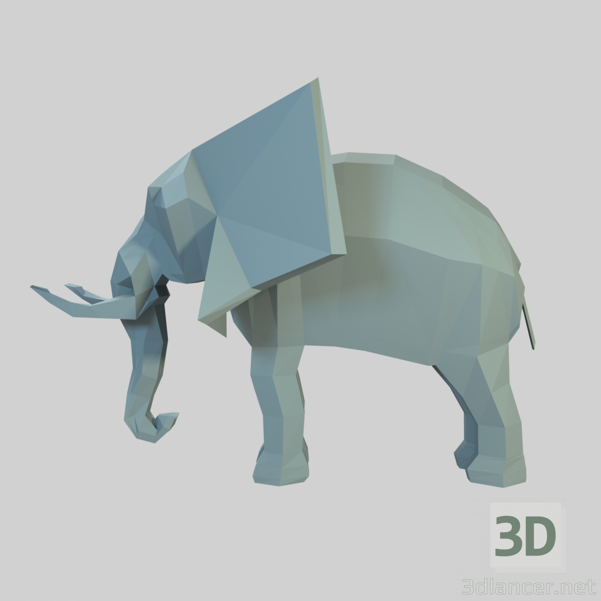 3d Слон low poly модель купить - ракурс