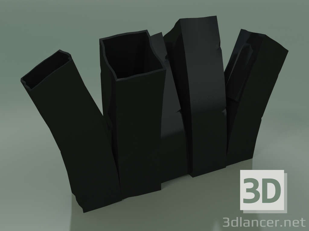 modello 3D Vase Skyline Up (H 35cm, Nero) - anteprima