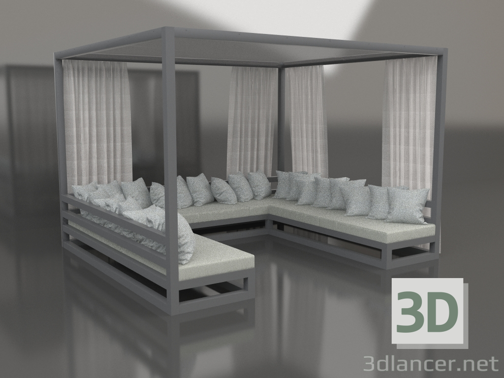 3D Modell Sofa mit Vorhängen (Anthrazit) - Vorschau
